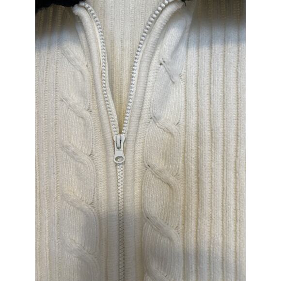 Designers Originals Plus 3X Ivory Sweater Cardigan w/ Black Faux Fur Collar - Picture 3 of 11